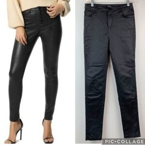 Apperloth coated denim faux leather soft thermal lined high waist skinny pants